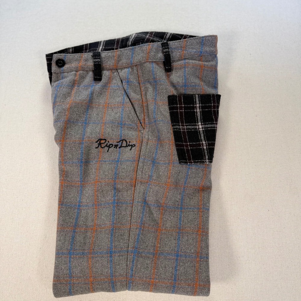 RipNDip Split Plaid Pants Mens/Uni 30" Wool Blend Two Tone Black Grey Streetwear - Picture 8 of 13